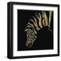 Gilded Zebra on Black-Chris Paschke-Framed Art Print