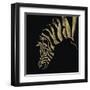 Gilded Zebra on Black-Chris Paschke-Framed Art Print