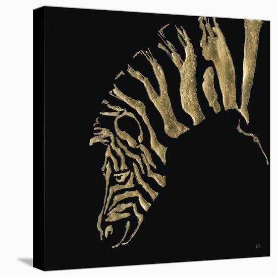 Gilded Zebra on Black-Chris Paschke-Stretched Canvas