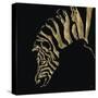 Gilded Zebra on Black-Chris Paschke-Stretched Canvas