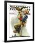 "Gilding the Eagle" or "Painting the Flagpole" Saturday Evening Post Cover, May 26,1928-Norman Rockwell-Framed Giclee Print