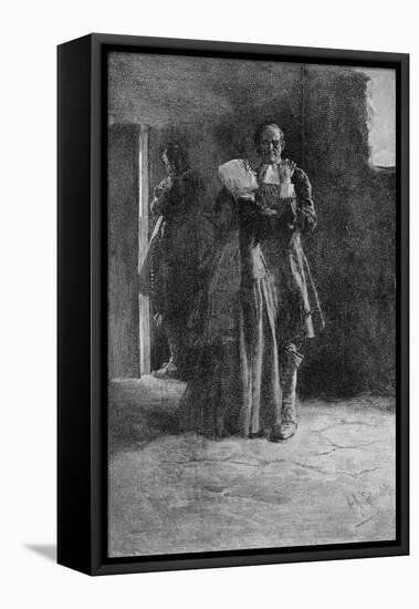 Giles Corey in Prison, Engraved by Frank French-Howard Pyle-Framed Stretched Canvas