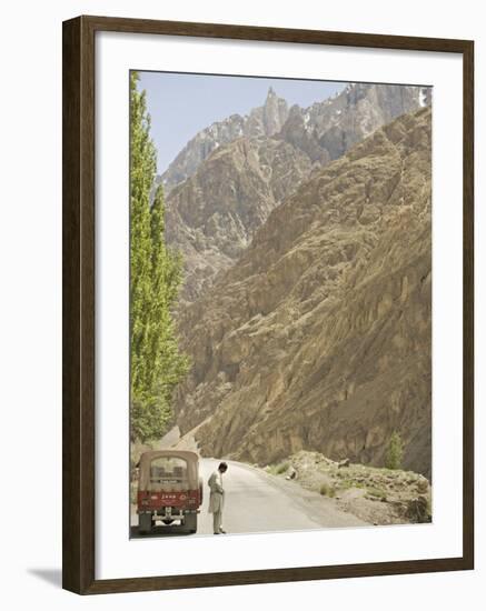 Gilgit Jeep and Driver on the Karakoram Highway or Kkh, Hunza, Pakistan-Don Smith-Framed Photographic Print