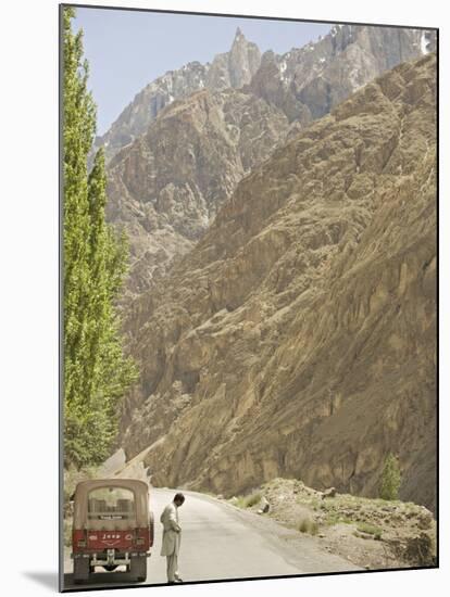 Gilgit Jeep and Driver on the Karakoram Highway or Kkh, Hunza, Pakistan-Don Smith-Mounted Photographic Print