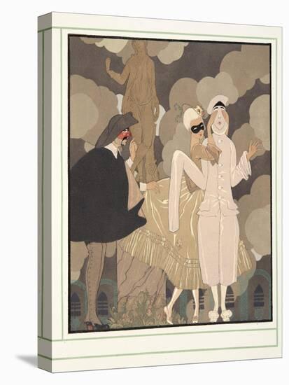 Gilles from Personages De Comedie, Pub. 1922 (Pochoir Print)-Georges Barbier-Stretched Canvas