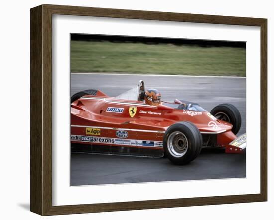 Gilles Villeneuve Racing a Ferrari 312T5, British Grand Prix, Brands Hatch, 1980-null-Framed Photographic Print