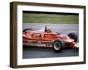 Gilles Villeneuve Racing a Ferrari 312T5, British Grand Prix, Brands Hatch, 1980-null-Framed Photographic Print