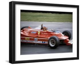Gilles Villeneuve Racing a Ferrari 312T5, British Grand Prix, Brands Hatch, 1980-null-Framed Photographic Print