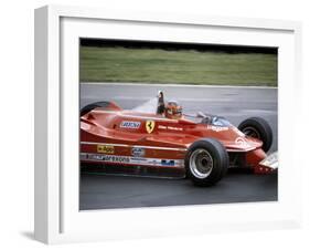 Gilles Villeneuve Racing a Ferrari 312T5, British Grand Prix, Brands Hatch, 1980-null-Framed Photographic Print