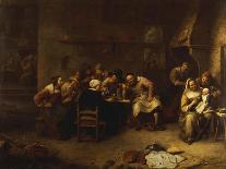 Peasants Drinking and Smoking in an Inn-Gillis Van Tilborch-Framed Stretched Canvas
