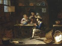 Kitchen Interior with Peasants Smoking and Drinking around a Table, 1655-Gillis van Tilborgh-Stretched Canvas