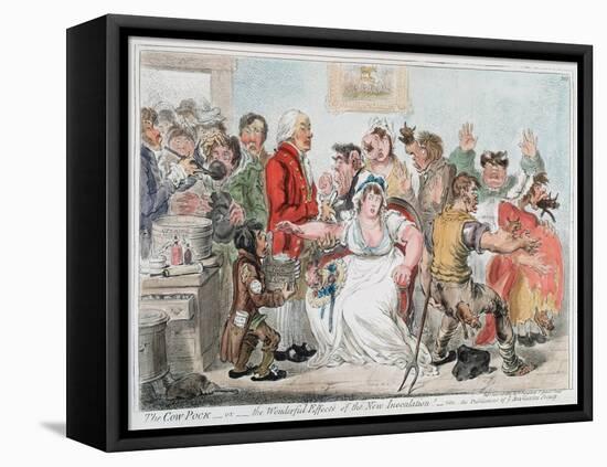 Gillray Cartoon on Vaccination Against Smallpox Using Cowpox Serum, 1802-James Gillray-Framed Stretched Canvas