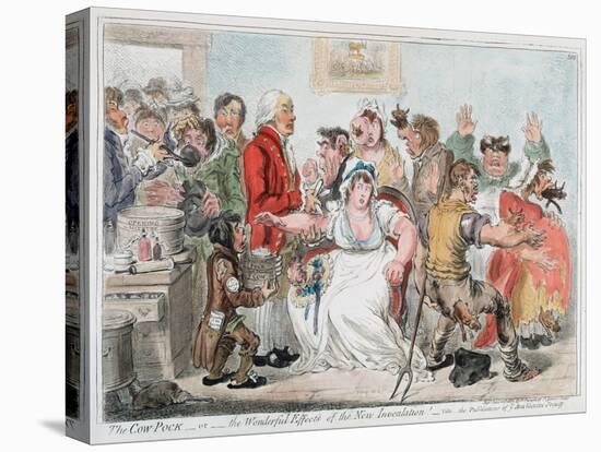 Gillray Cartoon on Vaccination Against Smallpox Using Cowpox Serum, 1802-James Gillray-Stretched Canvas