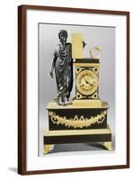 Gilt Brass Pendulum Clock and Figure of Virgil with Stylus and Tablet, France-null-Framed Giclee Print