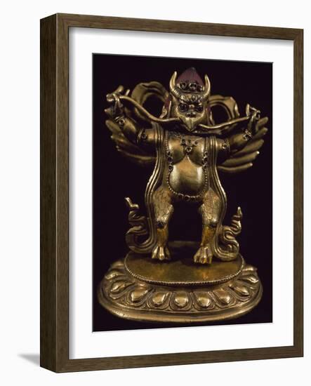 Gilt Bronze Statue Depicting Garuda, Detail of Fabulous Bird Venerated in Bon Religion-null-Framed Giclee Print