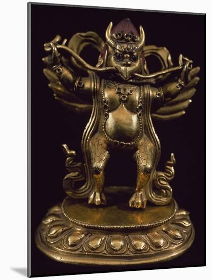 Gilt Bronze Statue Depicting Garuda, Detail of Fabulous Bird Venerated in Bon Religion-null-Mounted Giclee Print