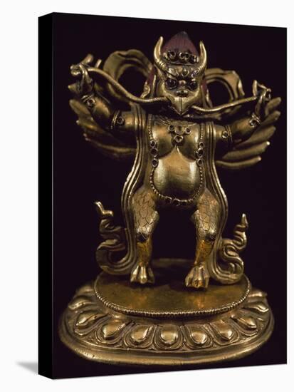 Gilt Bronze Statue Depicting Garuda, Detail of Fabulous Bird Venerated in Bon Religion-null-Stretched Canvas