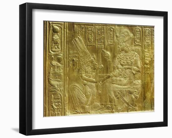 Gilt Shrine Showing the King Pouring Perfumed Liquid into the Queen's Hand, Thebes, Egypt-Robert Harding-Framed Photographic Print