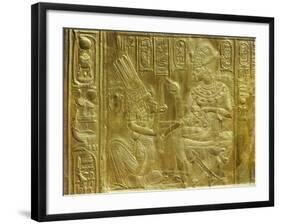 Gilt Shrine Showing the King Pouring Perfumed Liquid into the Queen's Hand, Thebes, Egypt-Robert Harding-Framed Photographic Print