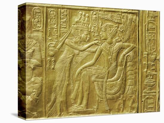 Gilt Shrine Showing the Queen Fastening a Necklace Around the King's Neck, Thebes, Egypt-Robert Harding-Stretched Canvas