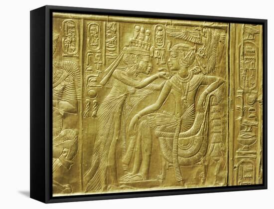 Gilt Shrine Showing the Queen Fastening a Necklace Around the King's Neck, Thebes, Egypt-Robert Harding-Framed Stretched Canvas