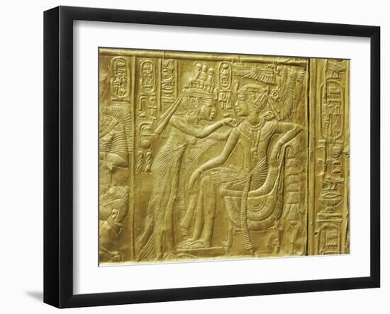 Gilt Shrine Showing the Queen Fastening a Necklace Around the King's Neck, Thebes, Egypt-Robert Harding-Framed Photographic Print