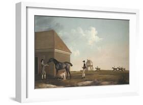 Gimcrack on Newmarket Heath, with a Trainer, a Stable-Lad, and a Jockey, 1765-George Stubbs-Framed Giclee Print