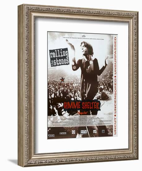 Gimme Shelter, French poster, Mick Jagger, 1970-null-Framed Art Print