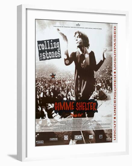 Gimme Shelter, French poster, Mick Jagger, 1970-null-Framed Art Print