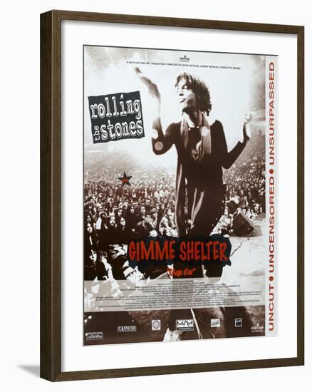 Gimme Shelter, French poster, Mick Jagger, 1970-null-Framed Art Print