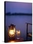 Gin and Tonic by the Light of Hurricane Lamp, Looking Out over the Zambezi River, Zambia-John Warburton-lee-Stretched Canvas