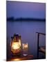 Gin and Tonic by the Light of Hurricane Lamp, Looking Out over the Zambezi River, Zambia-John Warburton-lee-Mounted Photographic Print