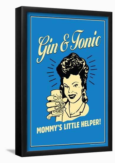 Gin And Tonic Mommys Little Helper Funny Retro Poster-null-Framed Poster