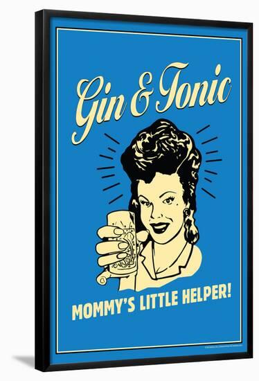 Gin And Tonic Mommys Little Helper Funny Retro Poster-Retrospoofs-Framed Poster