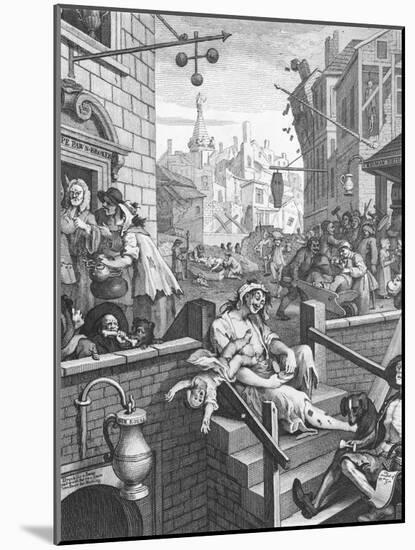 Gin Lane, 1751-William Hogarth-Mounted Giclee Print