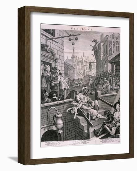 Gin Lane, 1751-William Hogarth-Framed Giclee Print