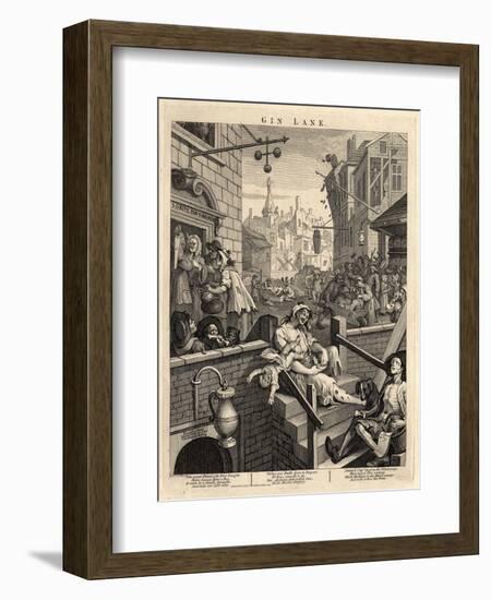 Gin Lane (Beer Street and Gin Lane), 1751-William Hogarth-Framed Giclee Print