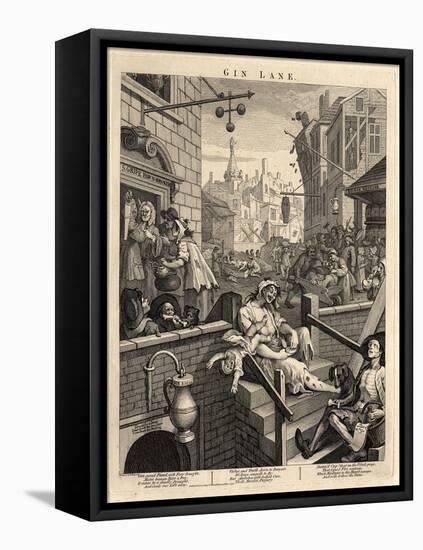 Gin Lane (Beer Street and Gin Lane), 1751-William Hogarth-Framed Stretched Canvas