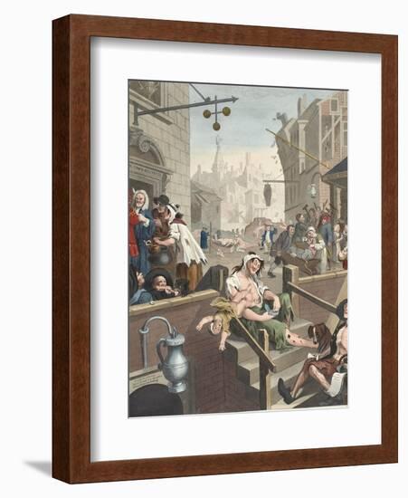 Gin Lane, Illustration from 'Hogarth Restored: the Whole Works of the Celebrated William Hogarth,…-William Hogarth-Framed Giclee Print