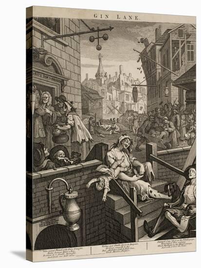 Gin Lane-William Hogarth-Stretched Canvas