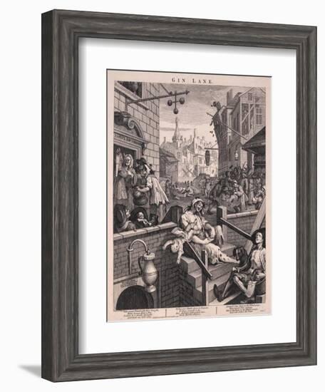 Gin Lane-William Hogarth-Framed Art Print