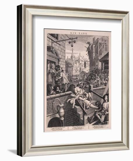 Gin Lane-William Hogarth-Framed Art Print