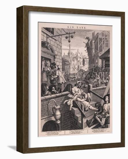 Gin Lane-William Hogarth-Framed Art Print