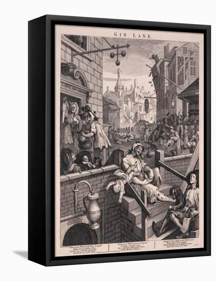 Gin Lane-William Hogarth-Framed Stretched Canvas