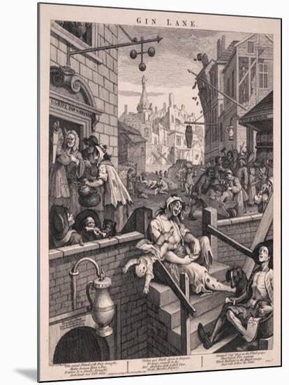 Gin Lane-William Hogarth-Mounted Art Print