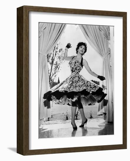 Gina Lollobrigida at Her Villa Near Rome, Italy, 1956-null-Framed Photo