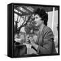 Gina Lollobrigida at the Table of a Bar-null-Framed Stretched Canvas