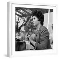 Gina Lollobrigida at the Table of a Bar-null-Framed Photographic Print