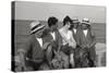 Gina Lollobrigida on the Seashore with Lifeguards-null-Stretched Canvas