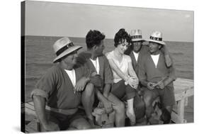 Gina Lollobrigida on the Seashore with Lifeguards-null-Stretched Canvas